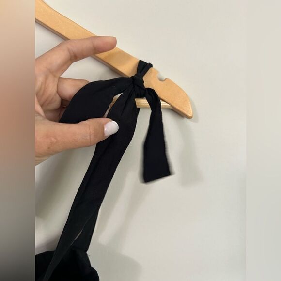 Madewell Off The Shoulder Tie Silk Mini Dress Black - Picture 6 of 11